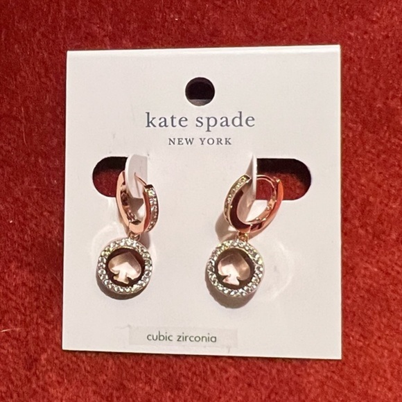 Kate Spade Spot the Spade Pave Drop Earrings, Rose Gold NWT - Picture 2 of 3